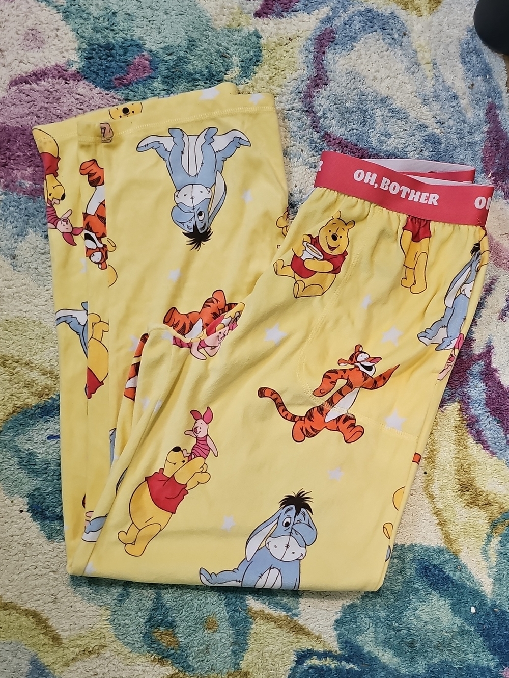 Disney Winnie the Pooh Yellow & Red Ladies XS Pajama Bottoms .. So Soft